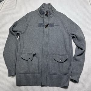 Banana Republic Men’s Cotton Zip Cardigan Collared Toggles Gray Large